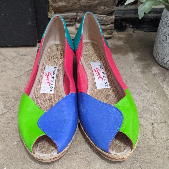 Vintage Evan Picone Sport Bright Colorblock Wedges - Picture 4 of 7